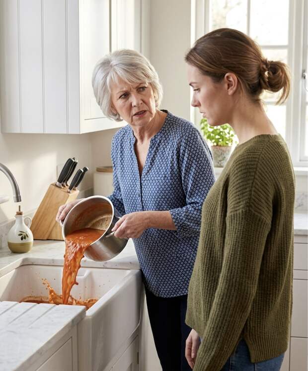 «Это не борщ, а какая-то гадость, да и хозяйка ты так себе!» — свекровь нарочито отправила суп в раковину