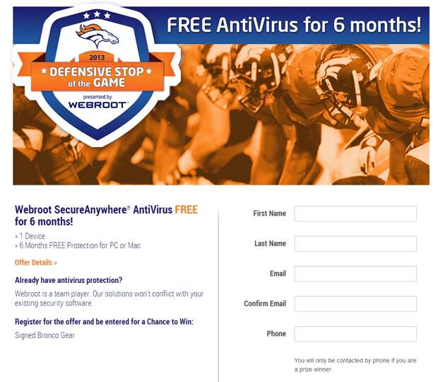 Webroot SecureAnywhere Antivirus - на 6 месяцев бесплатно