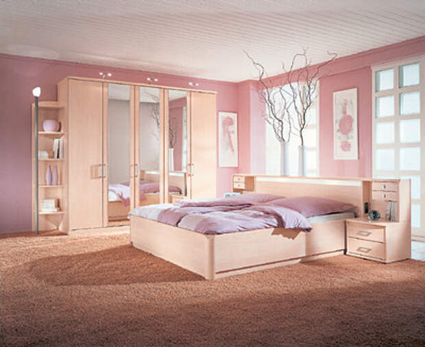 розовая спальня, дизайн спальни, дизайн спальни фото