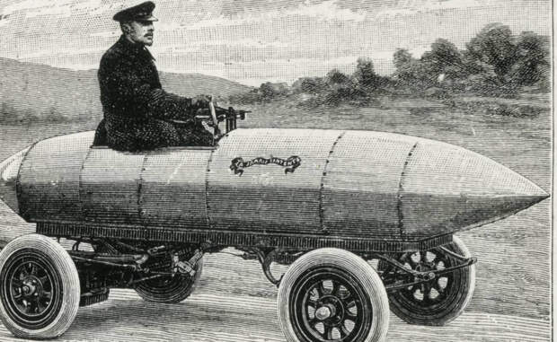 Ракетный автомобиль Бельгийский автогонщик Камилл Дженатци построил этот невероятный автомобиль в 1899 году. Он назвал свое изобретение La Jamais Contente и стал первым, кто преодолел скоростной рубеж в 100 км/ч.