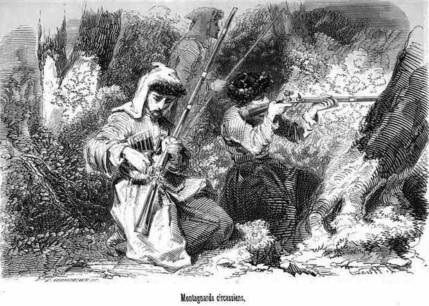 Черкесские горцы (автор Адольф Лоран Джоан (1813-1881), из его книги "Путешествие на Восток")