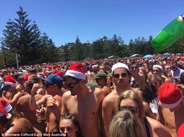 Спонтанная рождественская вечеринка на пляже Куджи в Сиднее: вот так должно выглядеть Рождество! австралия, вечеринка, видео, рождество