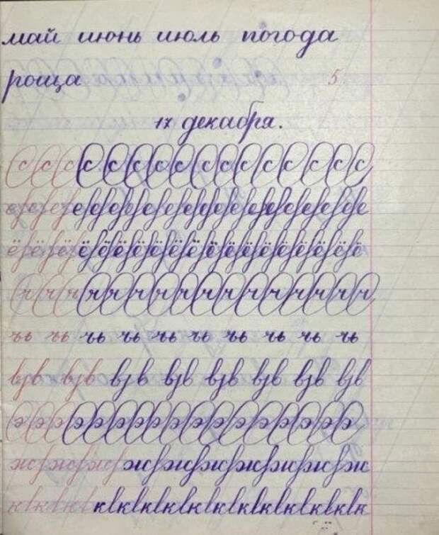 Фотографии тетрадей по чистописанию советских школьников