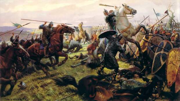 Атака нормандской конницы на хускарлов в битве при Гастингсе