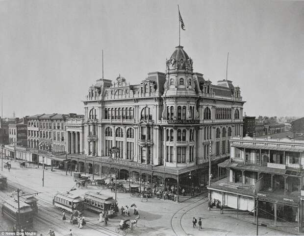 Грандиозное здание универмага в Викторианском стиле было снесено в 1908 году америка, исторические кадры, история, люди, новый орлеан, редкие фото, сша, фото