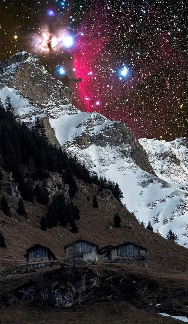 Вид на галактику Андромеды. Фото сделано в Швейцарии