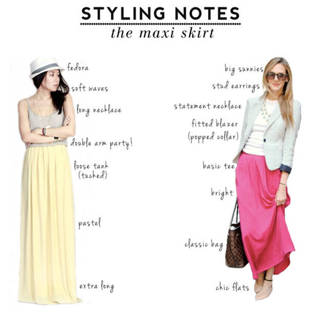 how to wear a maxi skirt