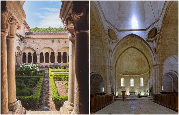 В старинном монастыре сохранилось очарование средневековой эпохи (Abbaye Notre-Damme de Senanque, Франция). 