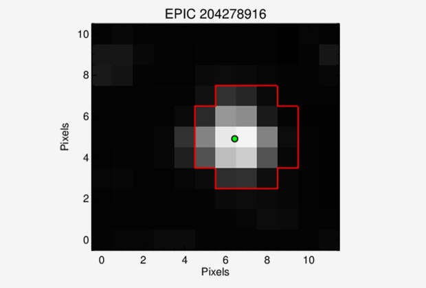 Звезда EPIC 204278916 отмечена зеленым цветом (наблюдение миссии K2)
