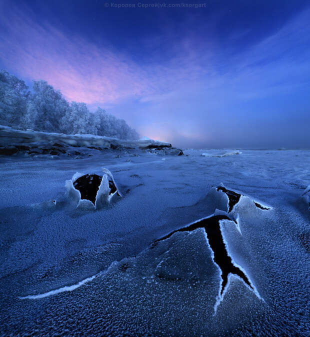 Река Тулома зима, красота России