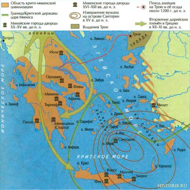 Карта Крито-Микенской цивилизации