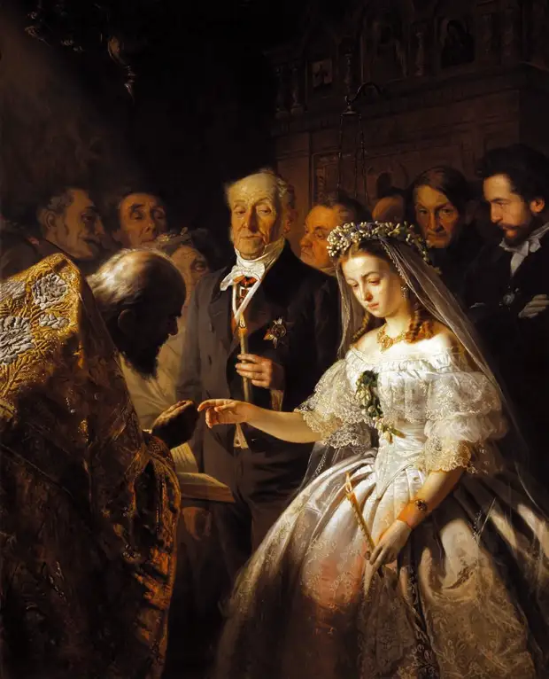 Традиционная свадьба в русской классической живописи