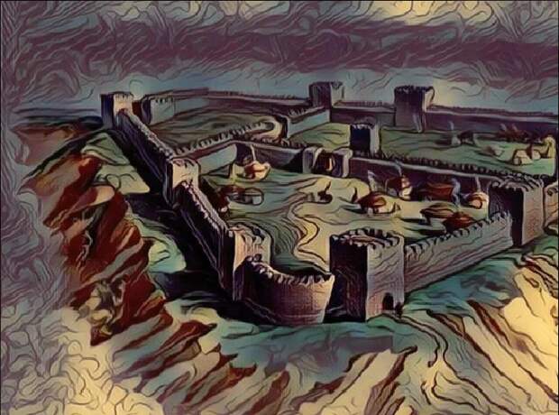 Предполагаемый вид хазарской крепости Саркел от современного художника