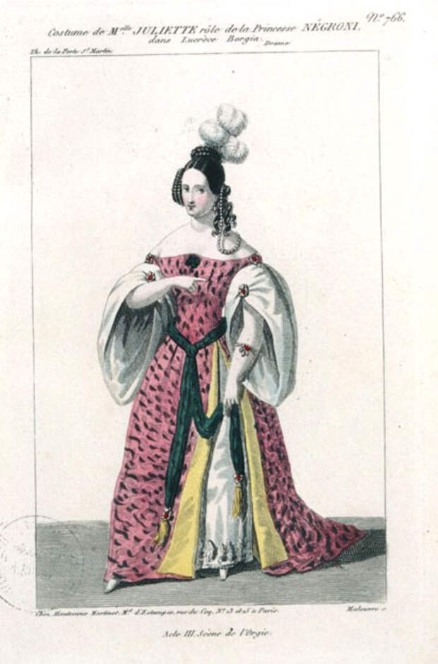 Жюльетта Друэ в роли Принцессы Негрони (старинная открытка). XIX век