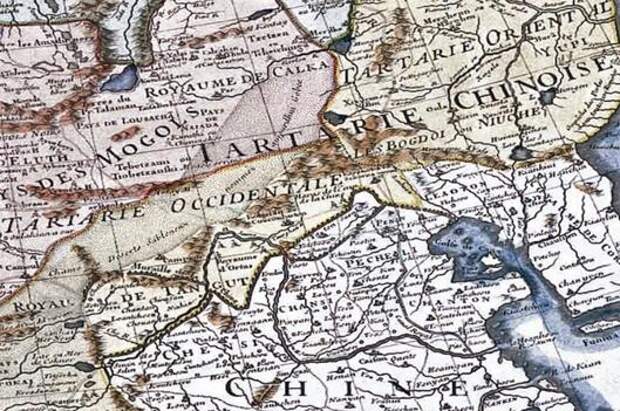 Рис. 2. Фрагмент карты 1706 года с изображением Синитической, Западной и Восточной Тартарий