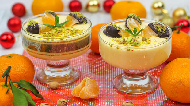 Фото к рецепту: Новогодний мандариновый десерт