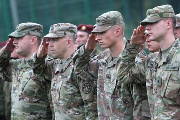 Военнослужащие армии США на церемонии открытия военных учений Rapid Trident-2017