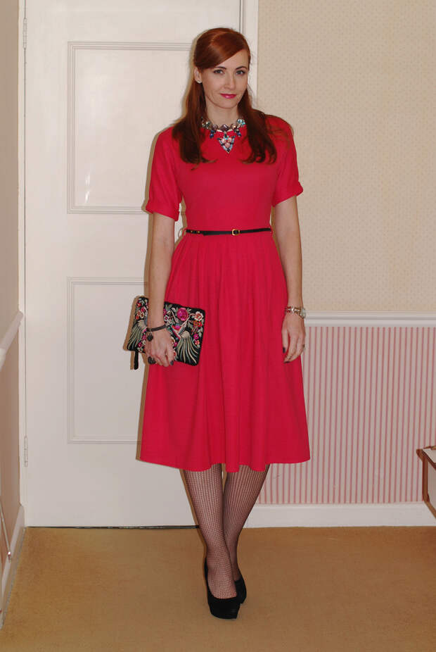Red midi dress