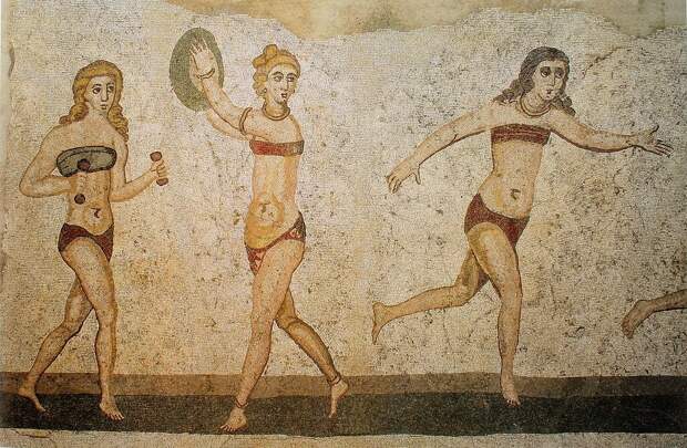Мозаика, изображающая спортсменок. Вилла-дель-Казале, первая четверть 4-го века н. э.