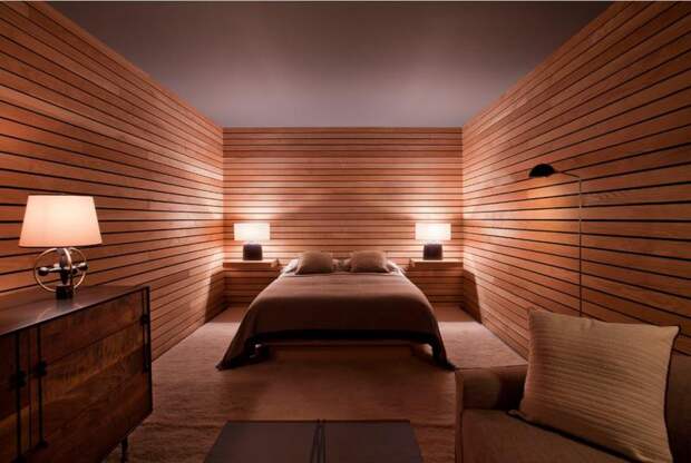 Современная спальня в "деревянном ящике"