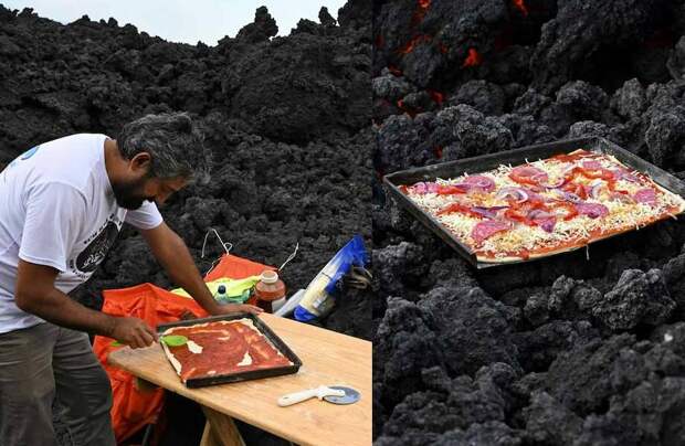 Как житель Гватемалы готовит пиццу прямо на лаве вулкана