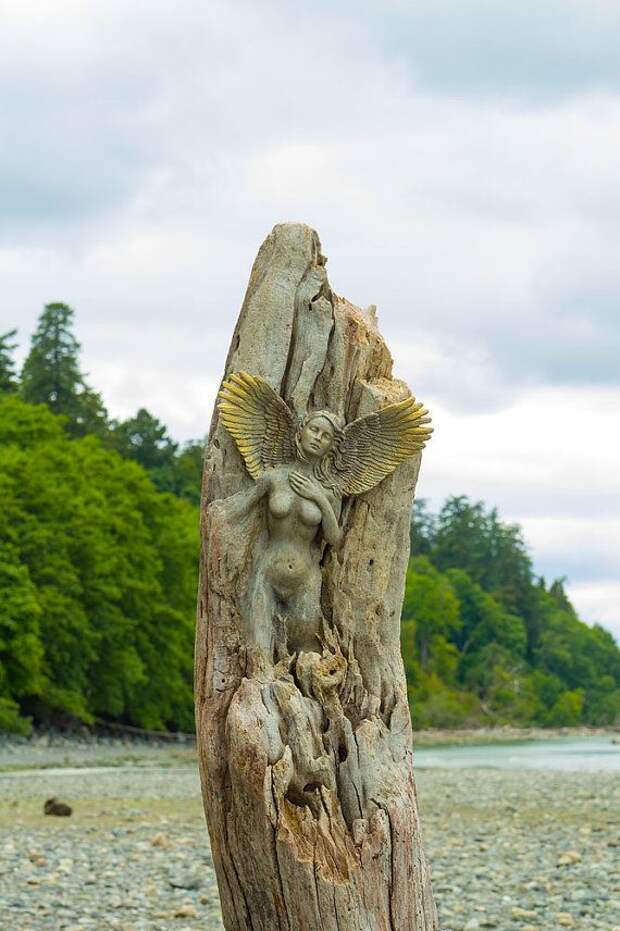 Angel of the Shores, Driftwood Sculptures by Debra Bernier
