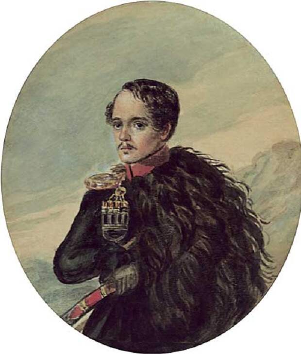 Михаил Лермонтов. Автопортрет. (1837). Бумага . Акварель.