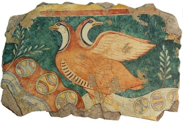 Фрагмент фрески с птицами.