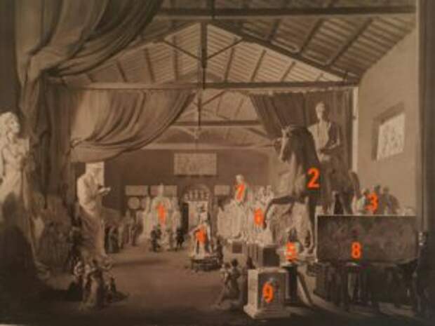 Картина  Дитлева с номерами скульптурных композиций