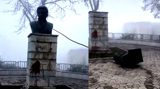 Азербайджанские вандалы снесли памятник Тевосяну в Шуше
