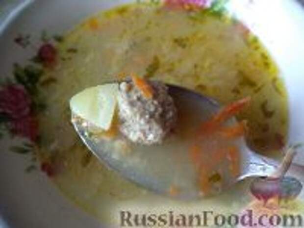 Фото к рецепту: Быстрый суп с фрикадельками и пшеном