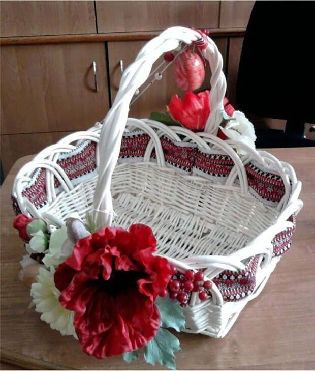флористическое украшение на корзине