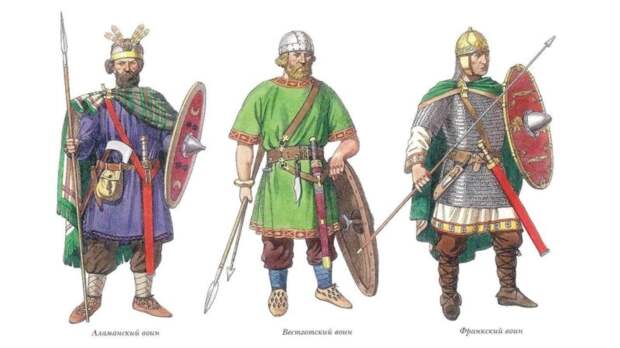 Воины франков, вестготов и алеман