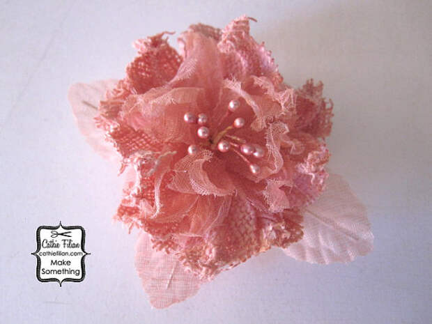 1 Малый - Постельное белье и марлевые цветов - розовый лиловый - Шелк, Дамских, Измененные Couture, волос Цветы, Pin