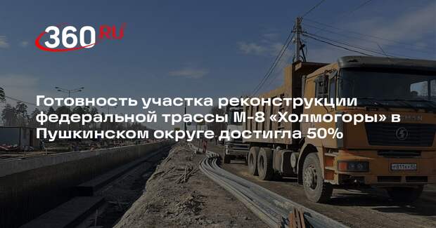 Реконструкция трассы М-8 «Холмогоры» в Пушкинском округе близится к середине