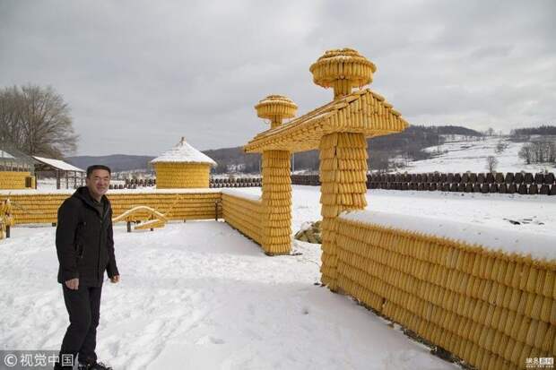 Китайский фермер построил дом из кукурузы