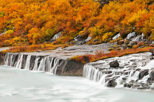 Красота водопада Хрейнфоссар