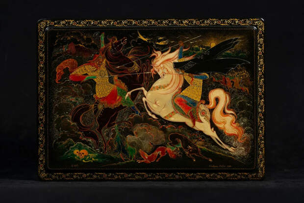 Павел Чалунин, шкатулка «Бой Пересвета с Челубеем», 1945 год