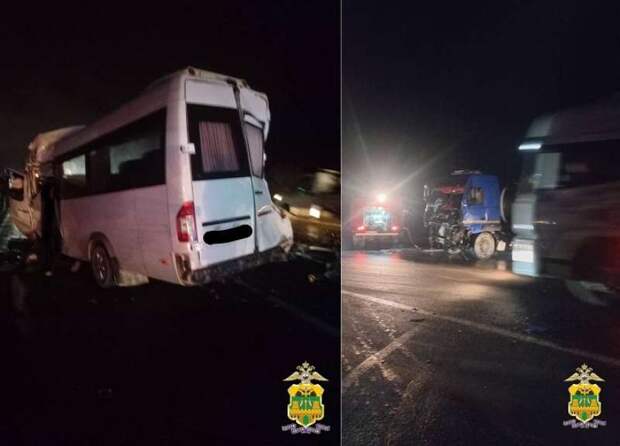 Пять человек погибли на Кубани в ДТП с микроавтобусом и грузовиками