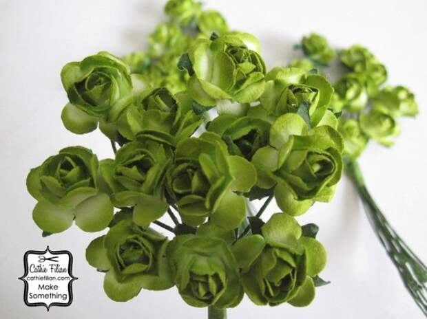 36 мини - Lime Green бумажные цветы - мини-букет