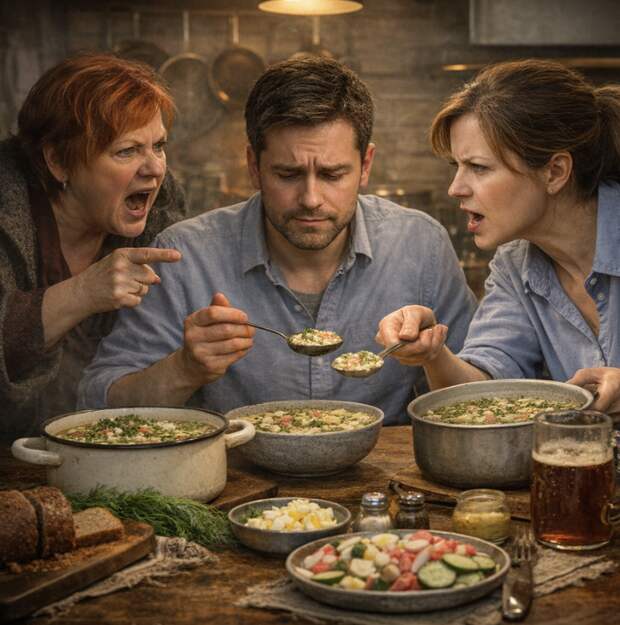 — Вот твоя бурда! На, подавись! — свекровь рванула кастрюлю и с силой опрокинула её в раковину.