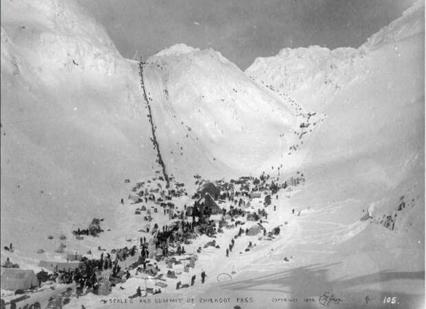 Перевал Чилкут на Аляске - единственный путь на Клондайк к золотым приискам... 1898 г. история, люди, мир, фото