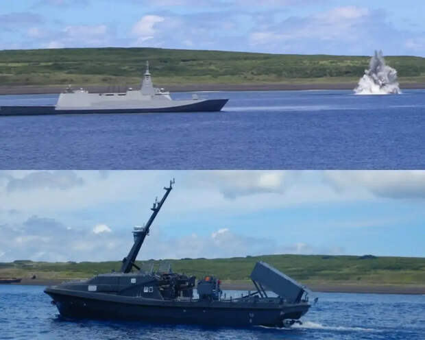 Японский фрегат класса Mogami провел первые учения по обезвреживанию мин с использованием надводного беспилотника