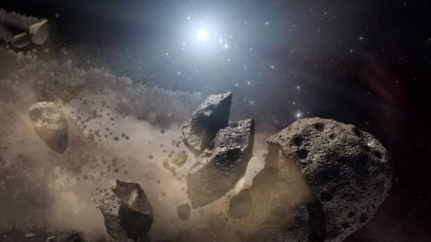 Image courtesy of NASA shows an artist's concept of a broken-up asteroid. 
