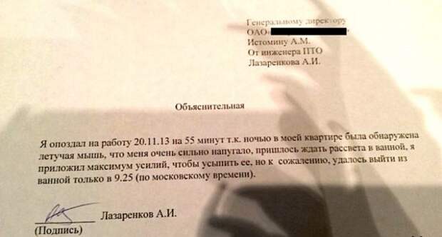 Правильные объяснительные