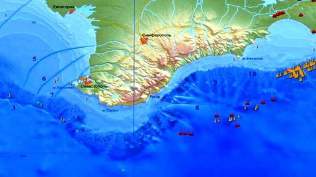 Подводные каньоны крымских рек на дне Чёрного моря. Изображение из статьи "Устойчивость морских геосистем глубоководных зон Чёрного моря"