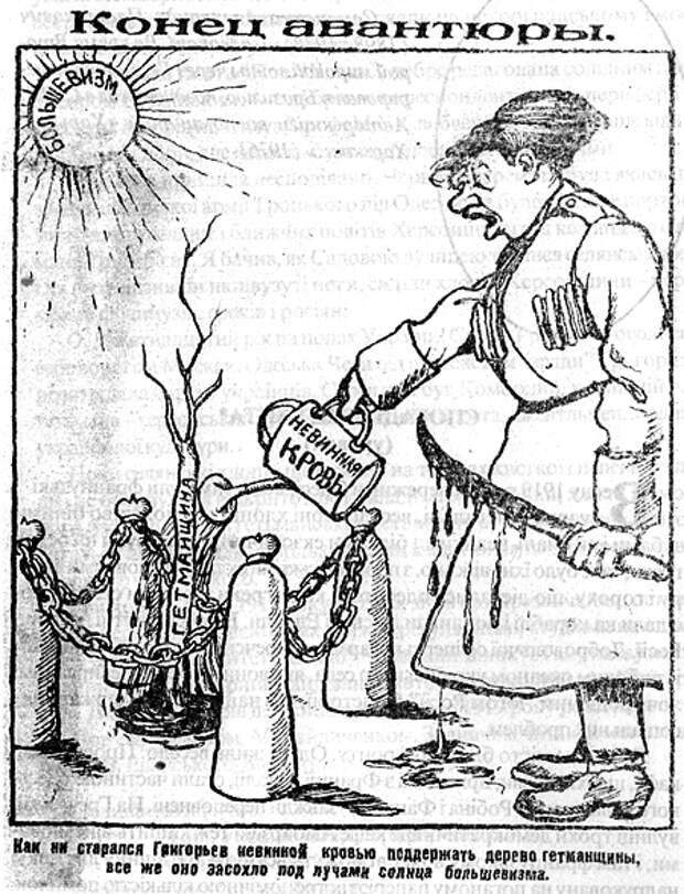 Советская карикатура на атамана Григорьева, 1919 год. Источник: wikimedia.org