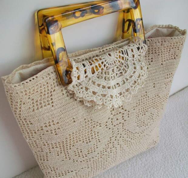 Upcycled doily bag