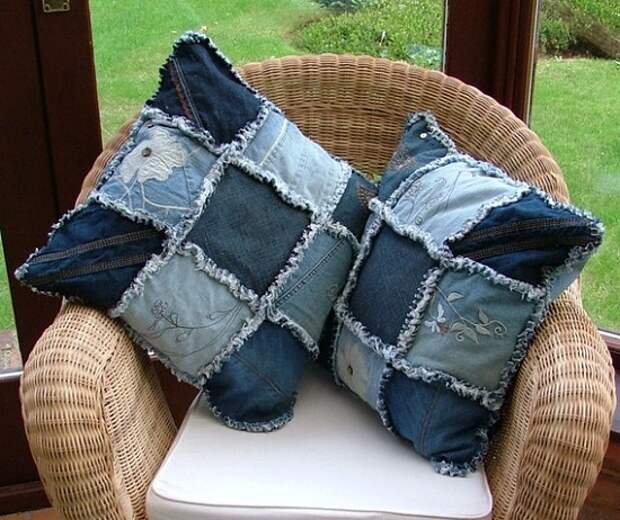 джинсовая подушка