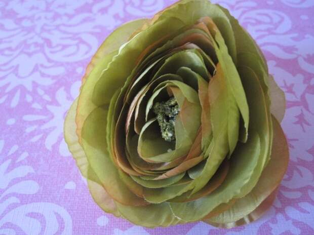 Оливковый зеленый, малиновый розовый и оранжевый Хурма - 3 нежные цветы Шелк - Дамских, Измененные Couture, волос Цветы